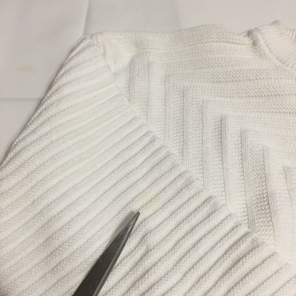 Christian Dior Knit Sweater Men Medium White Geometric Textured Ribbed Pullover - Picture 3 of 14